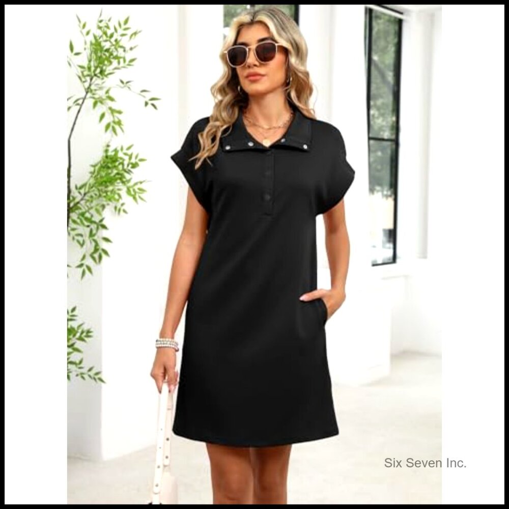 Rayon Polyester Elastane Mini Shift Dress Casual … - image 5